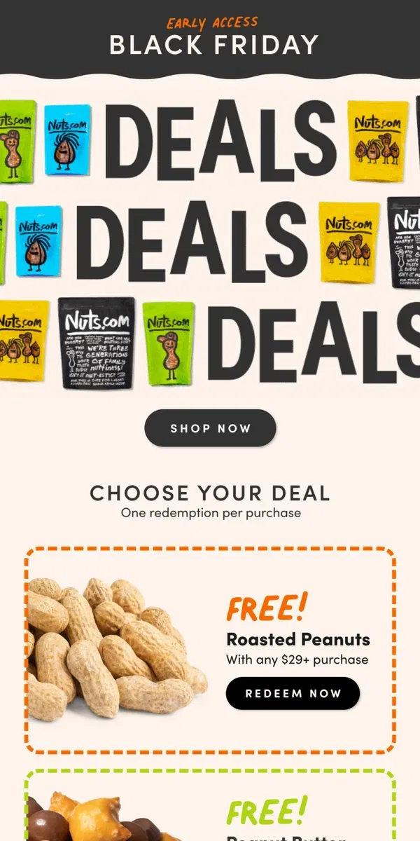 Email from Nuts.com. Don’t Miss FREE Black Friday Gifts (Plus 20% Off)❗️