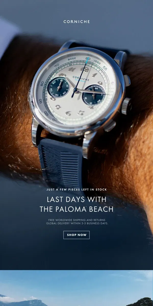 Email from Corniche Watches. Last days with the Paloma Beach