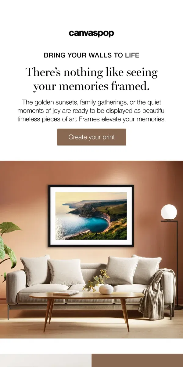 Email from Canvaspop. Transform your home with memories.