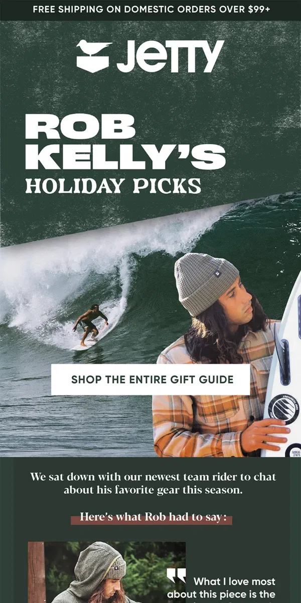 Email from Jetty. Rob Kelly's Holiday Picks & Gift Guide