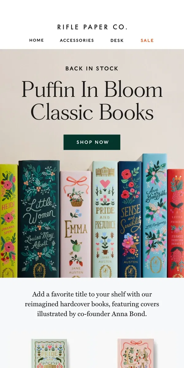 Email from Rifle Paper Co.. Back in Stock: Puffin Books Collection