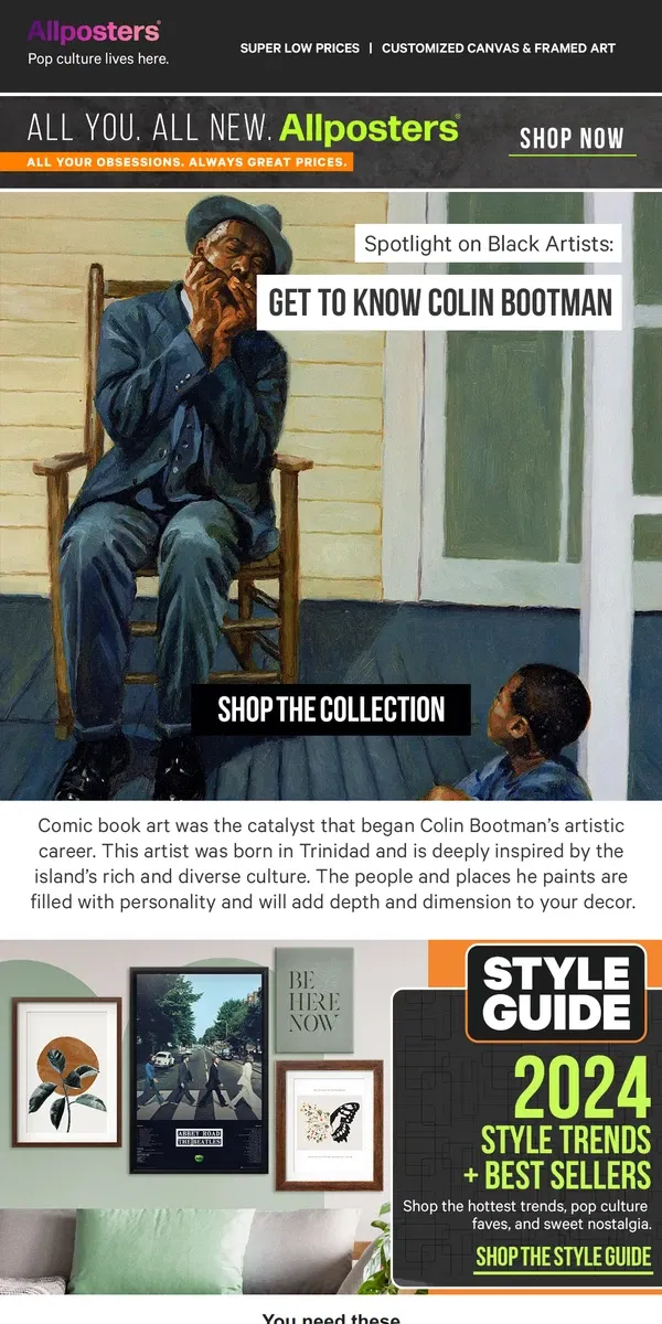 Email from AllPosters. Meet Black Artist Colin Bootman