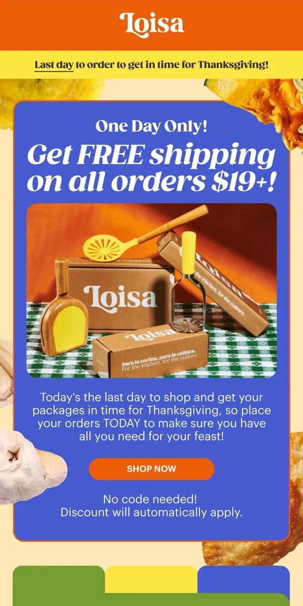 Email from Loisa. FLASH SALE | FREE shipping on all orders $19+