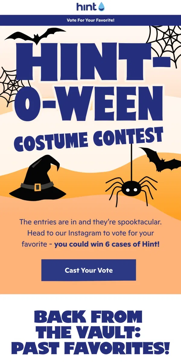 Email from Hint Water. Hint-o-ween Costume Contest! Cast your vote 👻