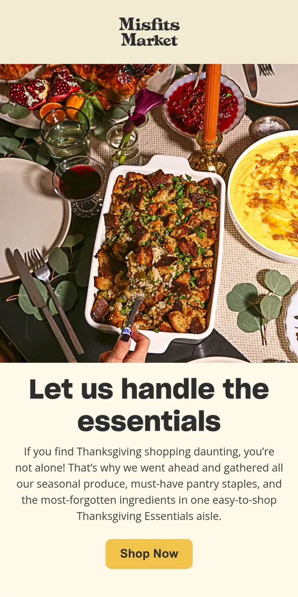 Email from Misfits Market. Get Thanksgiving Essentials Delivered