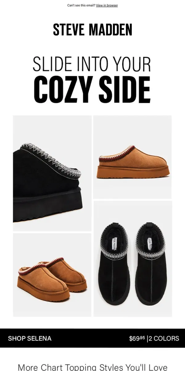 Email from Steve Madden. We’re Bringing Cozy Back 😉 