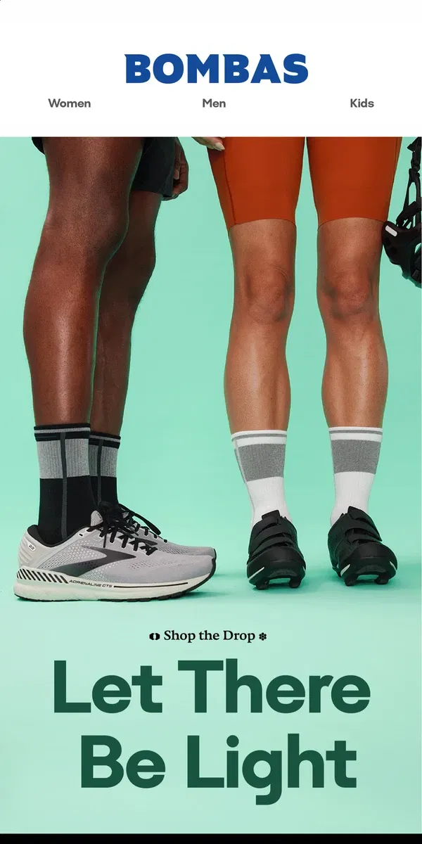 Email from Bombas. Get Excited: New Reflective Active Socks