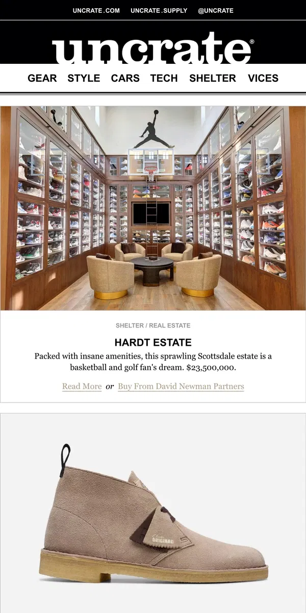 Email from Uncrate. Hardt Estate & more