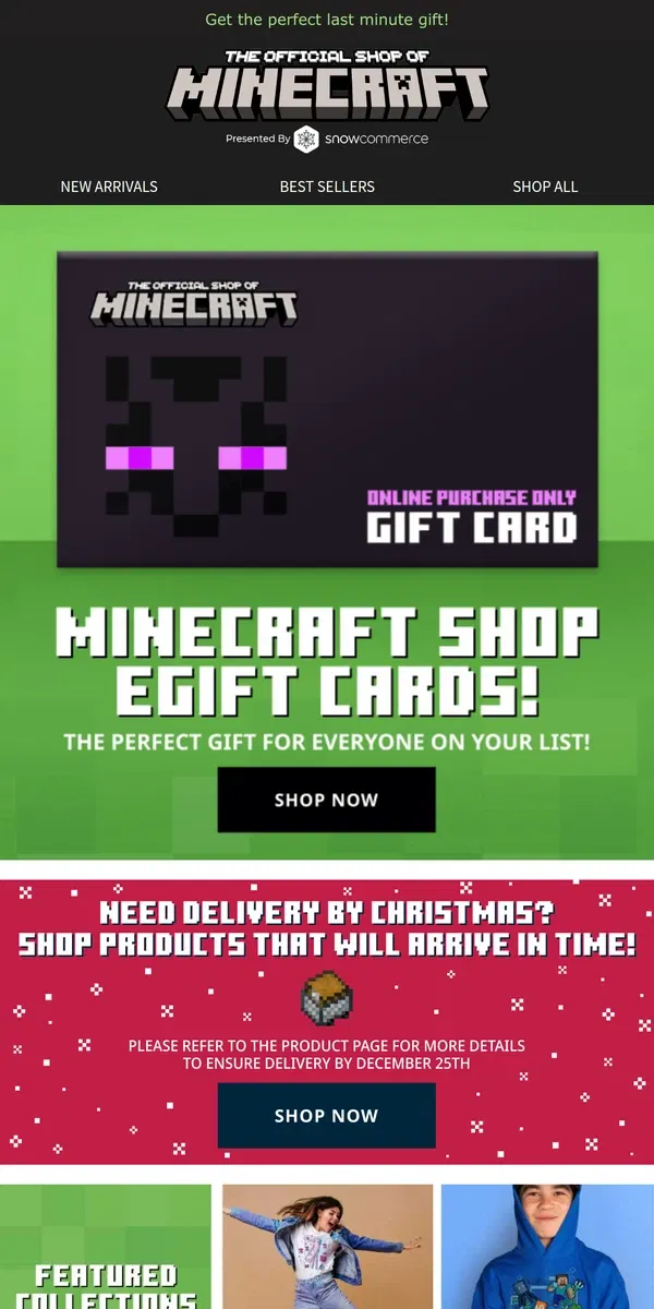 Email from Minecraft. Shop eGift Cards - The Perfect Stocking Stuffer!