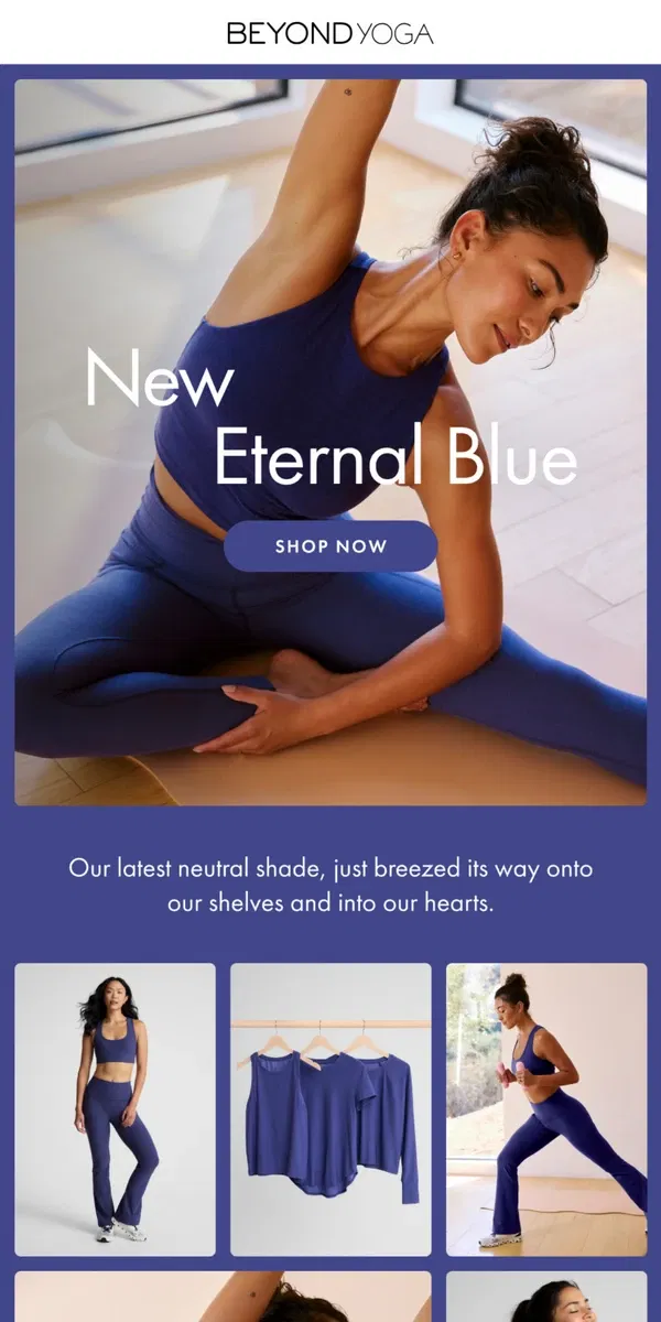 Email from Beyond Yoga. Eternal Blue Is Here 💙