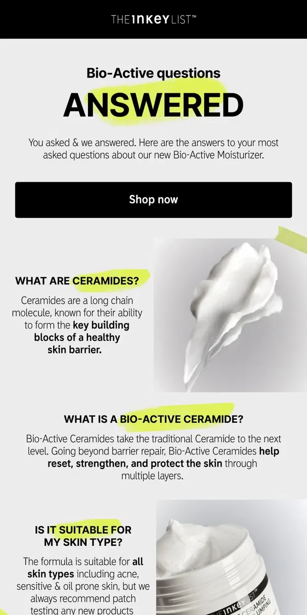 Email from The INKEY List. Curious about Bio-Active Ceramide?