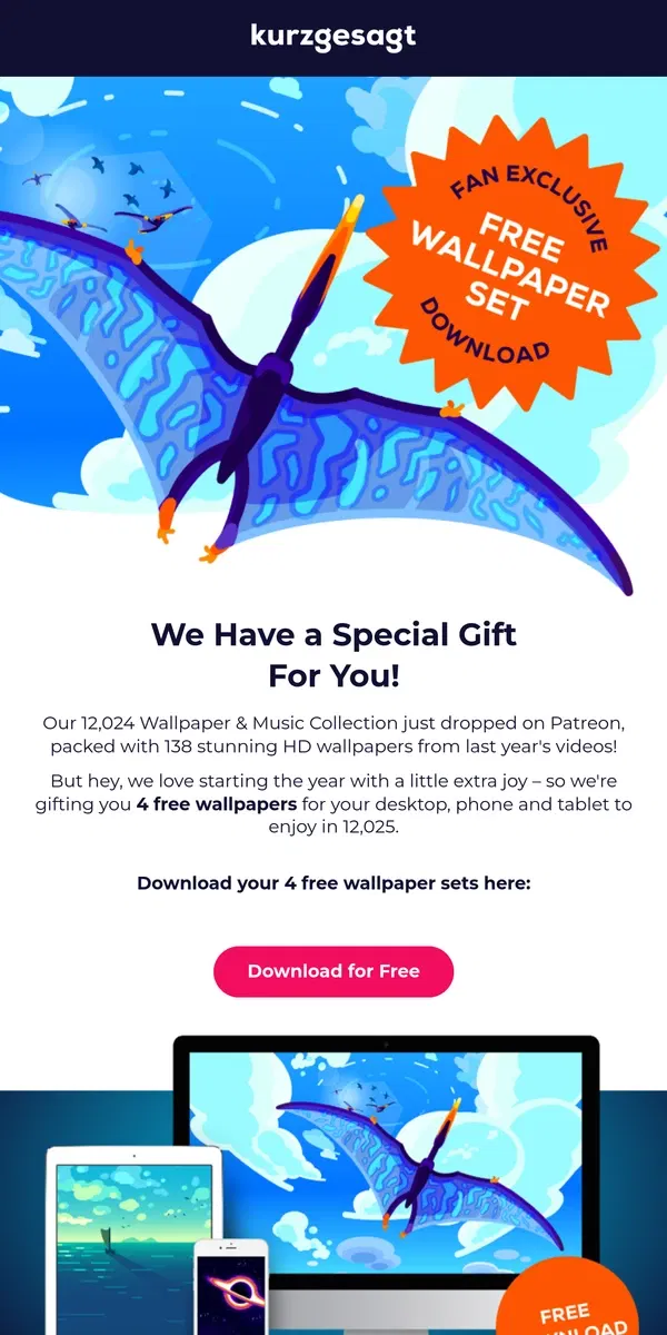 Email from Kurzgesagt. Free Wallpapers For You! 🎁