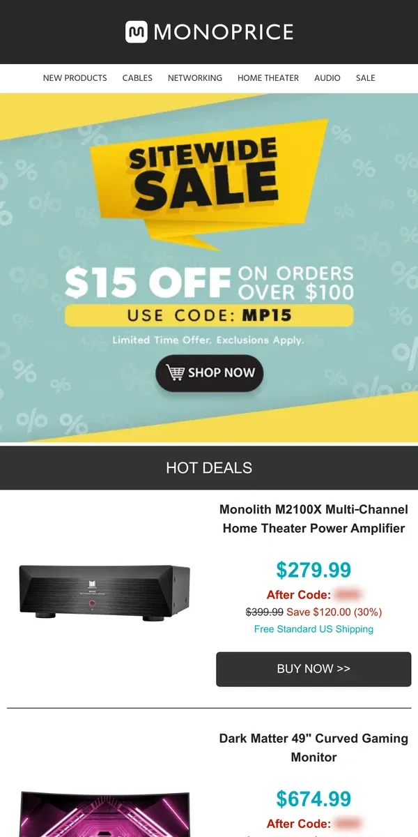 Email from Monoprice. Saturday + Sunday Plans: Take $15 OFF Orders $100+