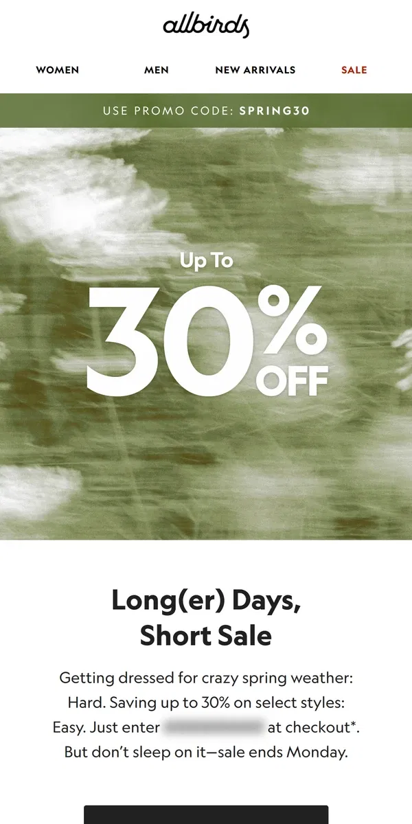 Email from Allbirds. ICYMI: Up To 30% Off Is H-E-R-E