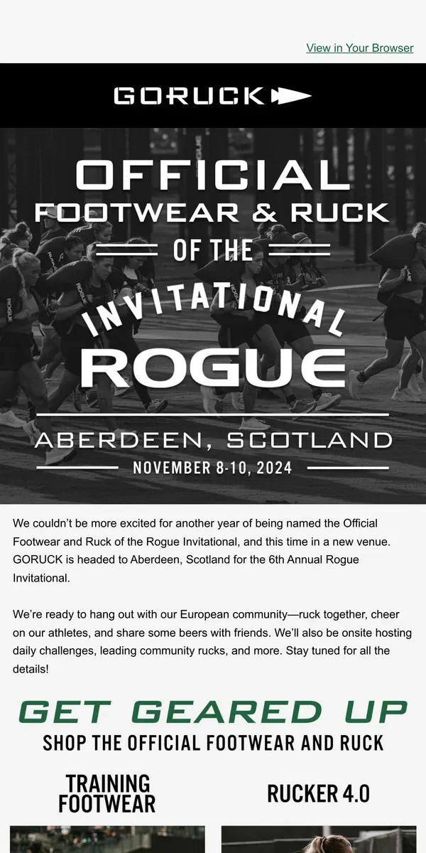 Email from GORUCK. Get Ready, Scotland!