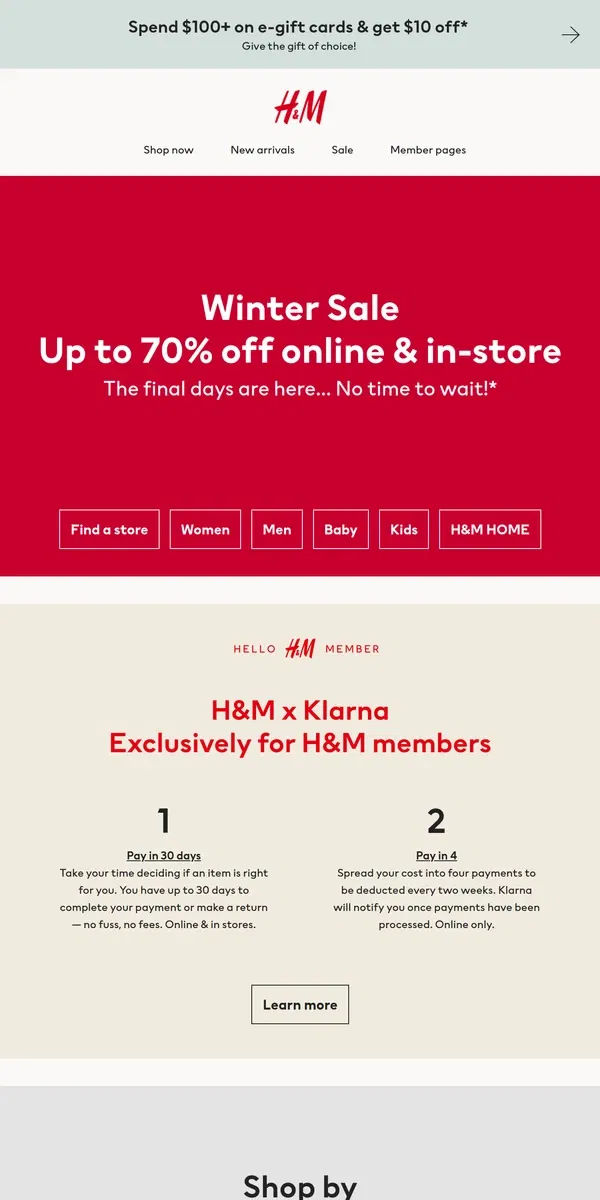 Email from H&M. Sale is almost gone!