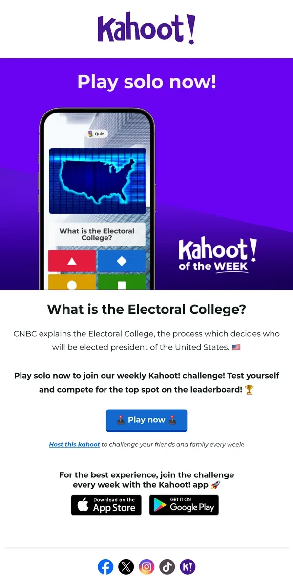 Email from Kahoot!. Hey, Kahoot! of the week is here! 🚀