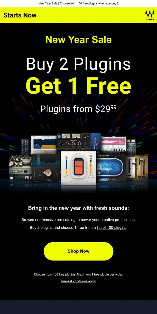 Email from Waves Audio. Buy 2 Get 1 FREE 🎁 Starts Now