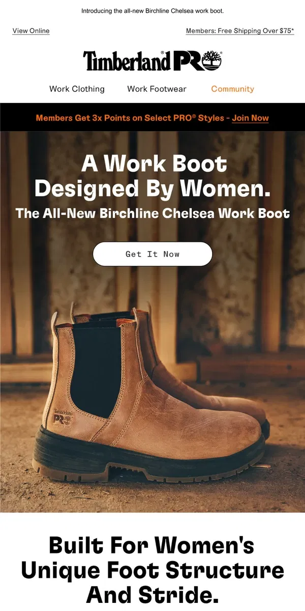 Email from Timberland. A Women's Work Boot That's Designed By Women.