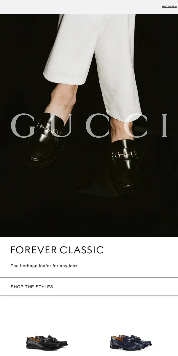 Email from GUCCI. Iconic Loafers