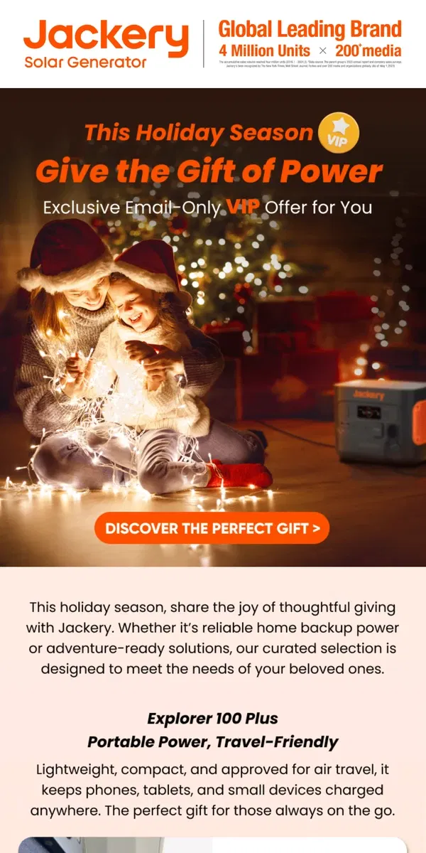 Email from Jackery. 🎁Exclusive Holiday Gift Guide-3-Day VIP Offers Inside!