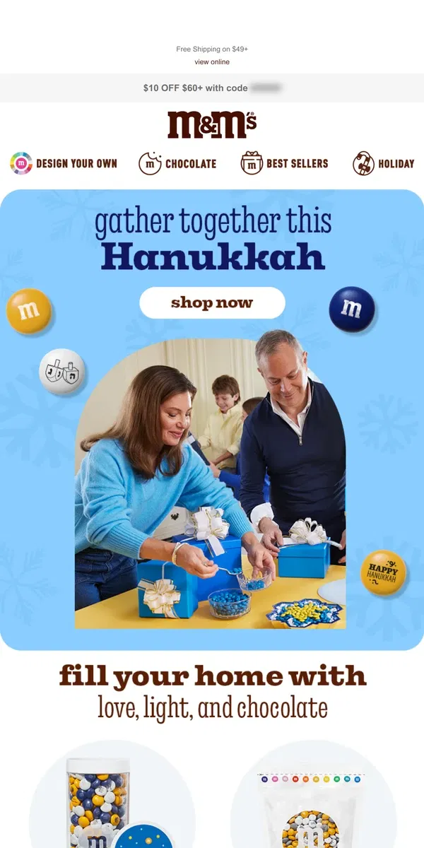 Email from M&M's. Hanukkah Gifts They'll Love