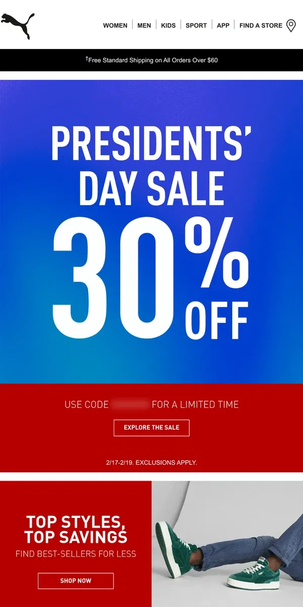 Email from Puma. Here’s 30% Off Right Now