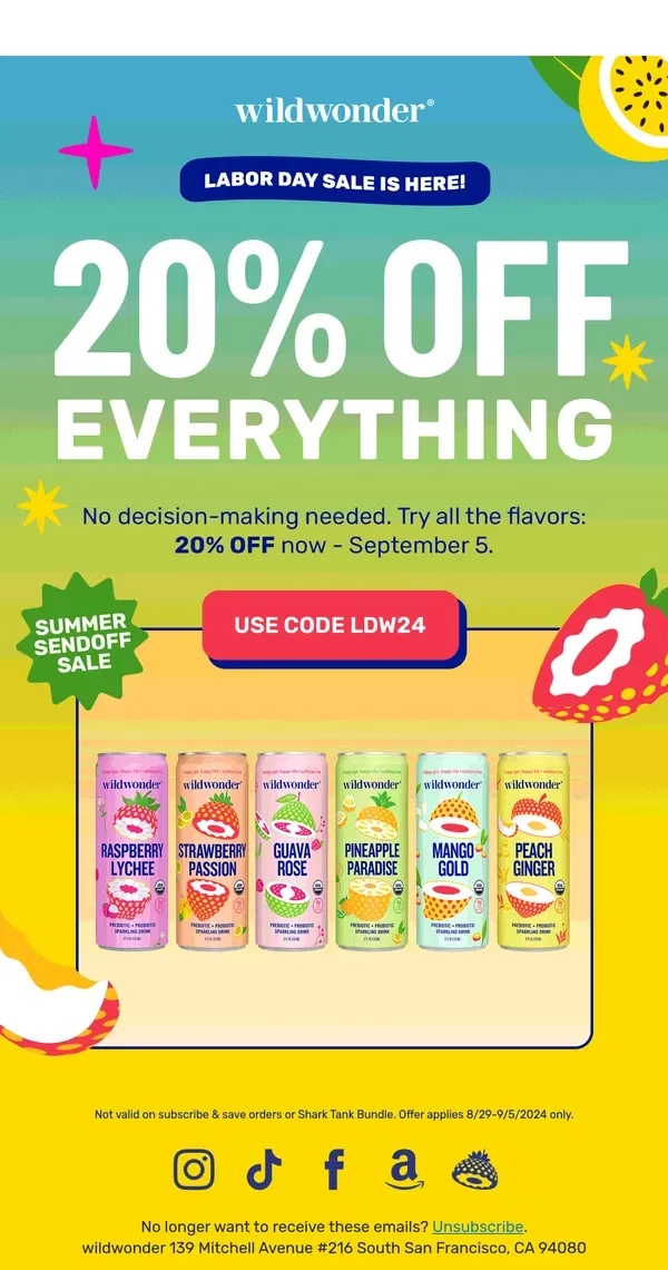 Email from wildwonder. Save 20% ☀️