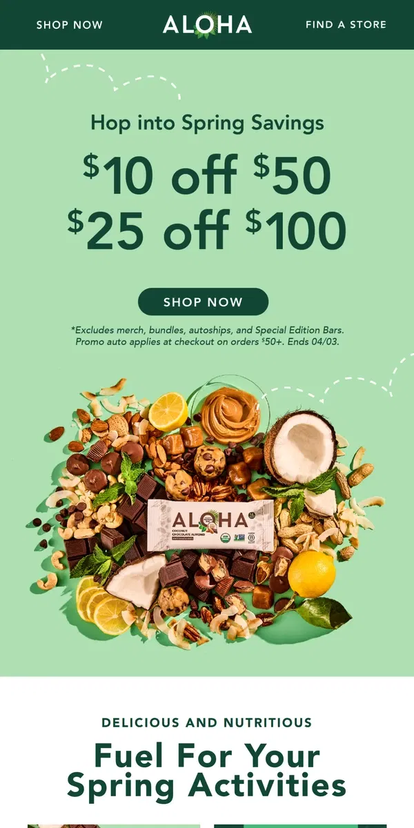 Email from ALOHA. Sitewide Spring Sale 🌼