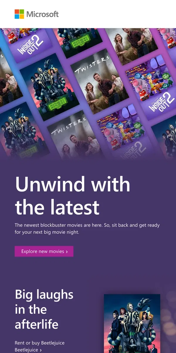 Email from Microsoft Store. The latest movies are here