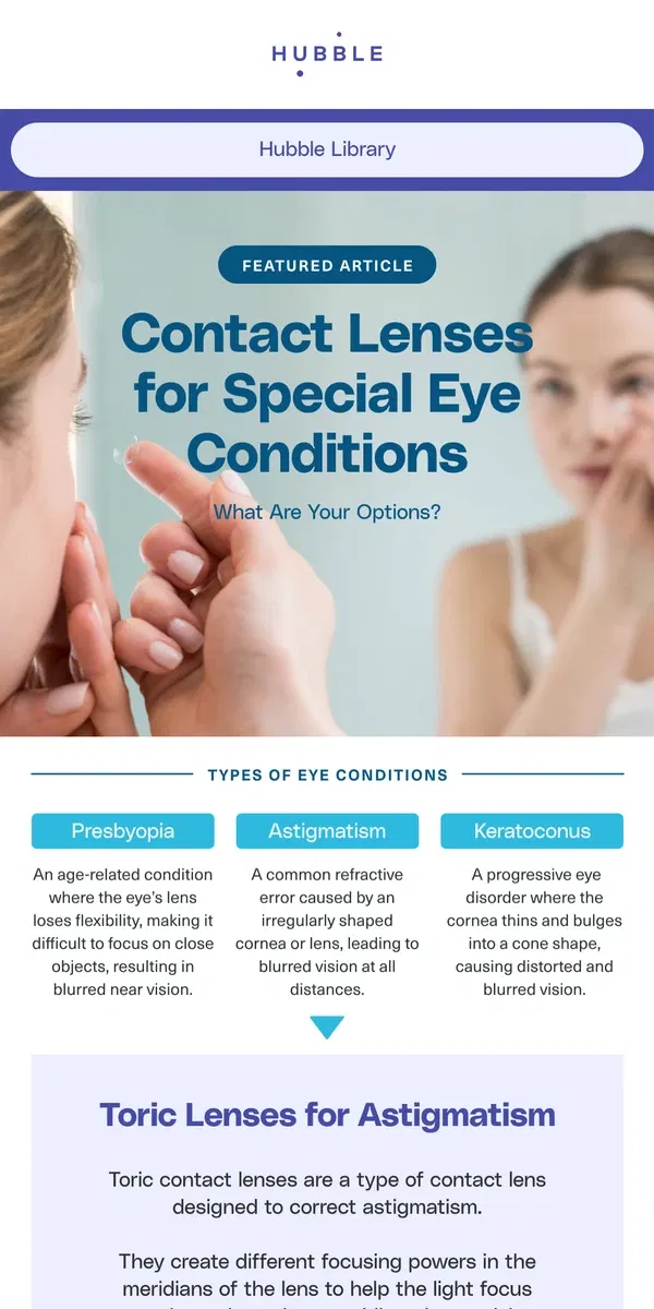 Email from Hubble Contacts. Do you have astigmatism?