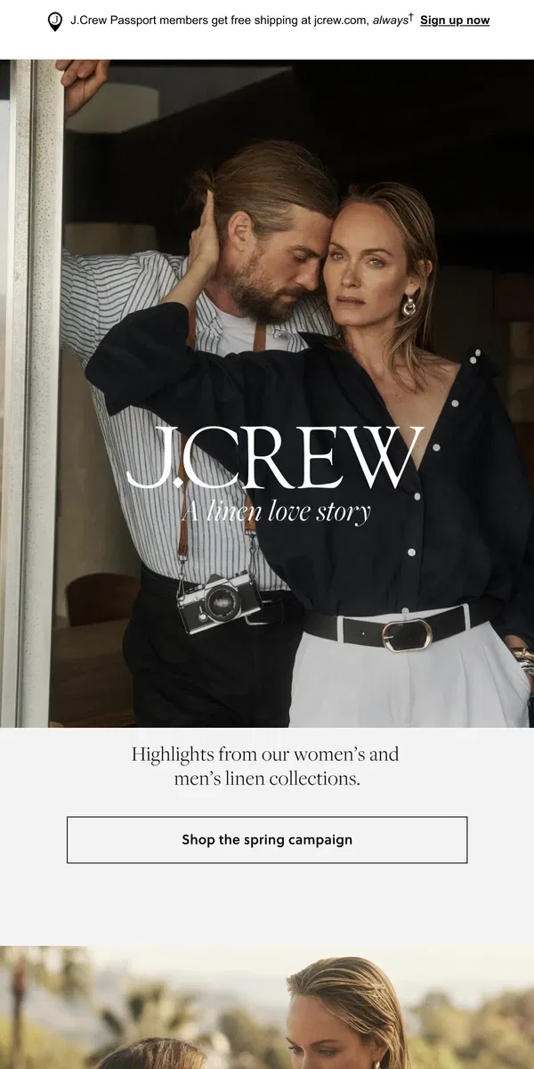 Email from J.Crew. Highlights from the linen collection