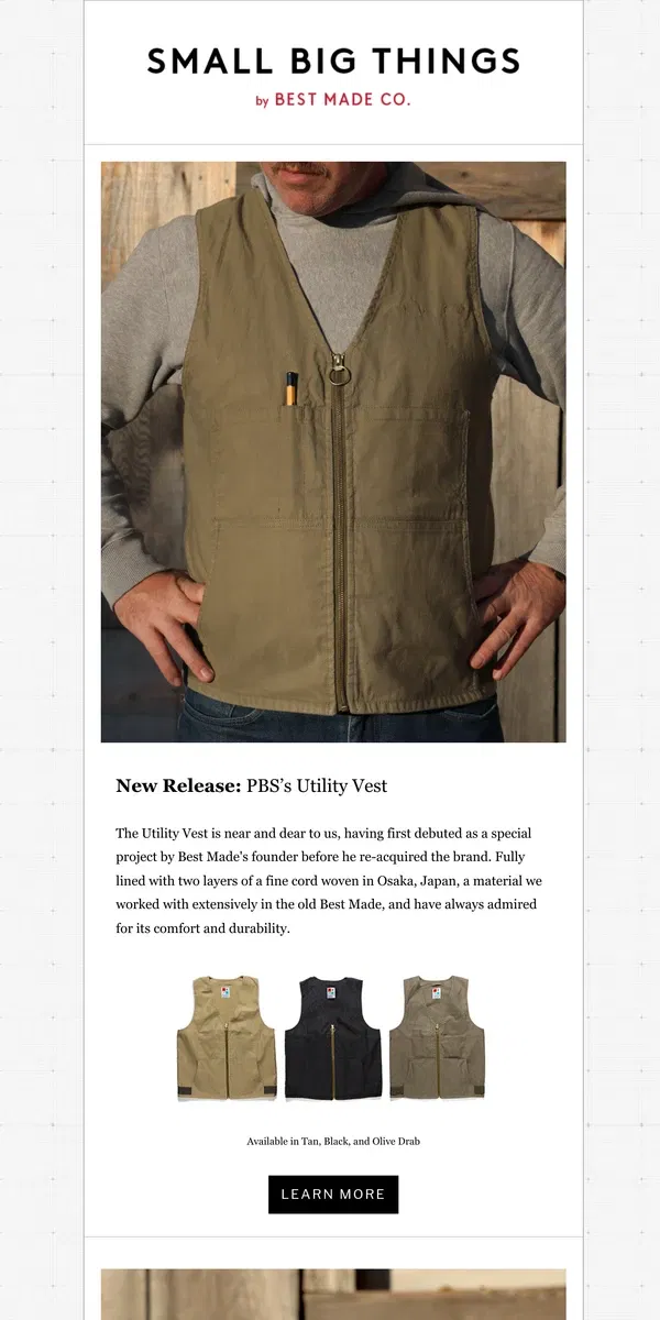 Email from Best Made Co.. New Release: PBS's Utility Vest