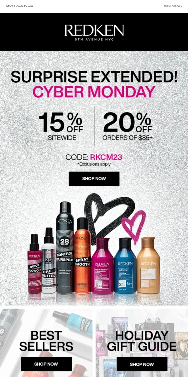 Email from Redken. 🎁Just for you! CYBER WEEK EXTENDED (EXCLUSIVELY FOR YOU)