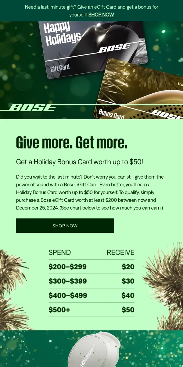 Email from Bose. Did you procrastinate? We can help!