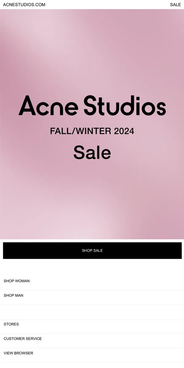 Email from Acne Studios. New sale items