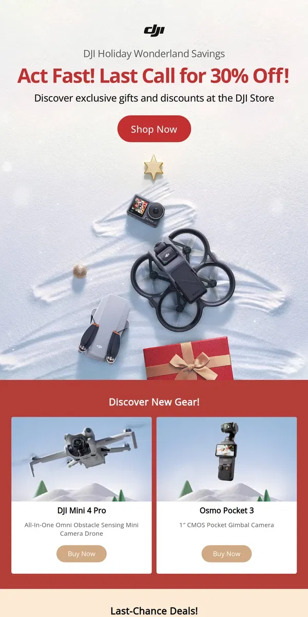 Email from DJI. Act Fast! Last Call for 30% Off!