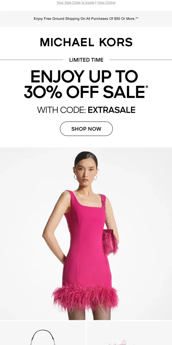 Email from Michael Kors. Party In Pink With Up To 30% Off