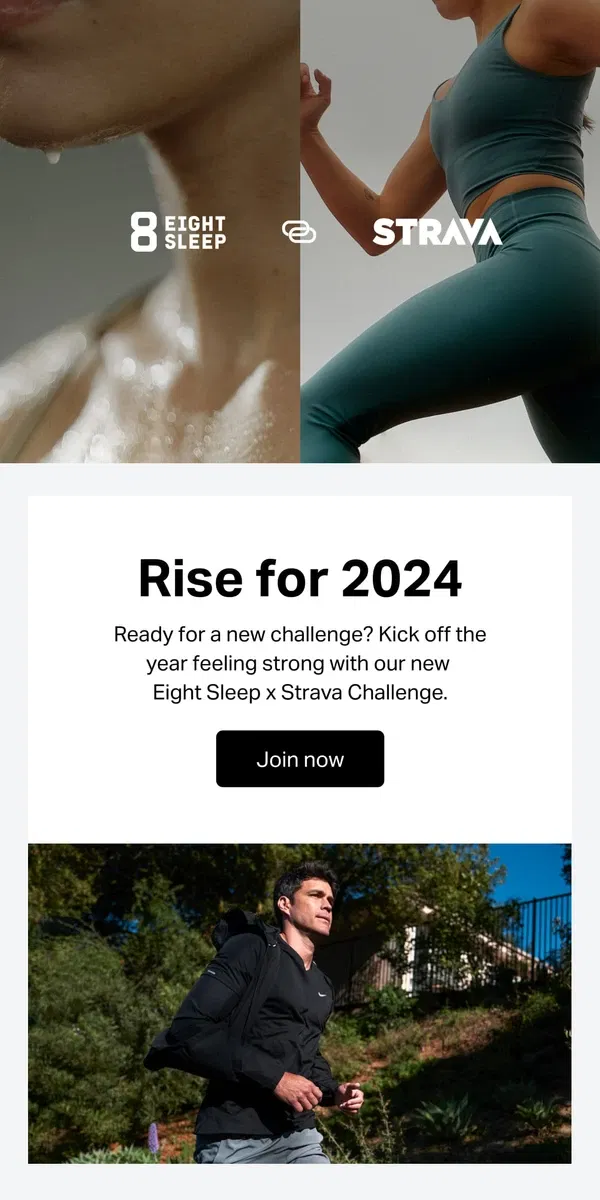 Email from Eight Sleep. Eight Sleep & Strava are back
