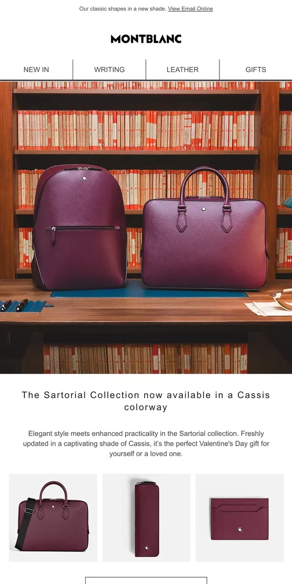 Email from Montblanc. The Sartorial Collection now available in a Cassis colorway