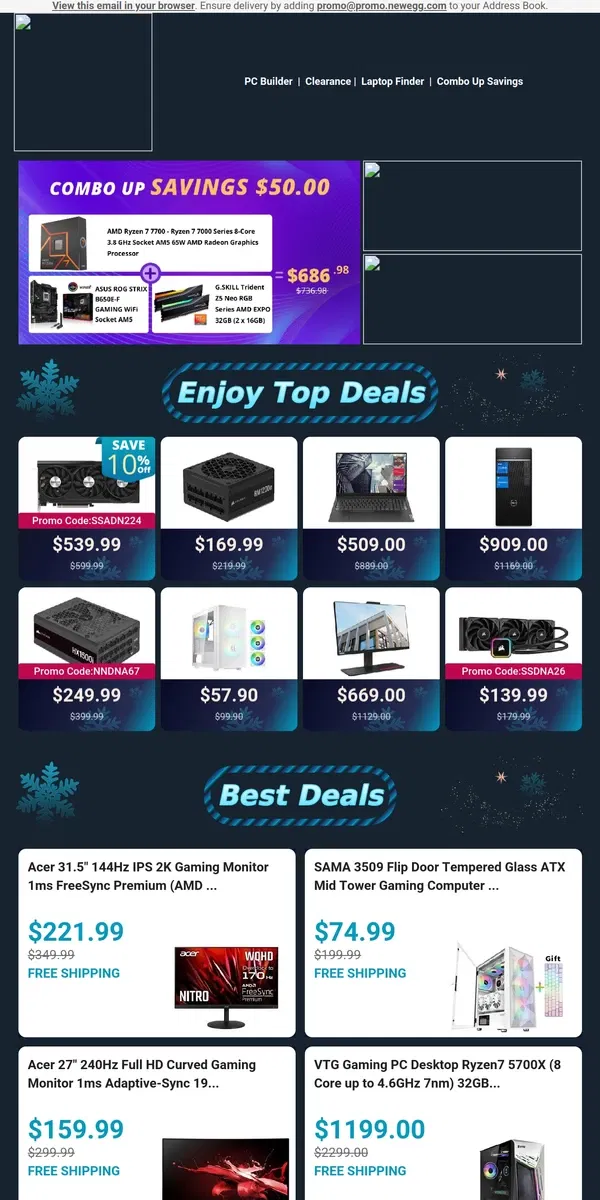 Email from Newegg. Just $539.99! GIGABYTE GV-N4070WF3OC-12GD RTX 4070 Video Card 🔥