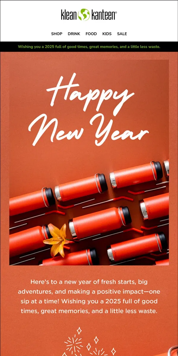 Email from Klean Kanteen. Cheers to the New Year!