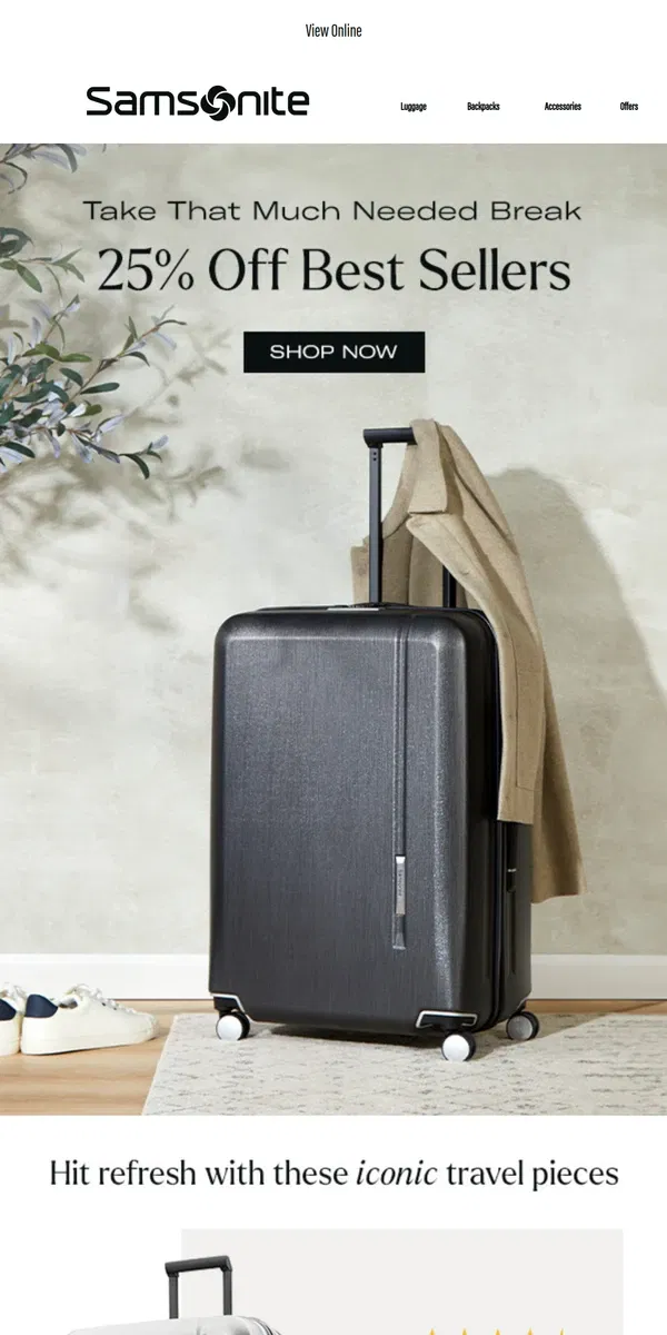 Email from Samsonite. New Offers Just Landed: 25% Off Top Picks