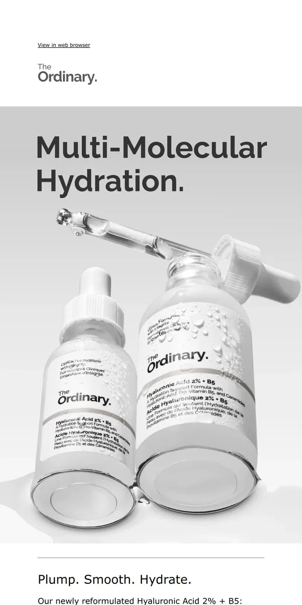 Email from The Ordinary. Plump. Smooth. Hydrate.