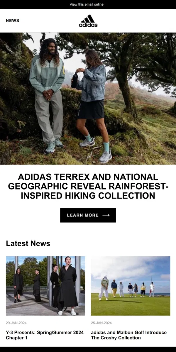 Email from Adidas. adidas Terrex and National Geographic Reveal Rainforest-Inspired Hiking Collection