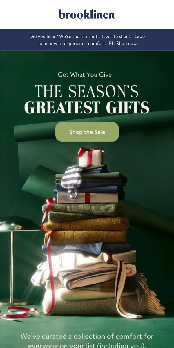 Email from Brooklinen. The Brooklinen Gift Guide