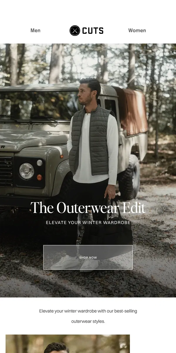 Email from Cuts. The Outerwear Edit