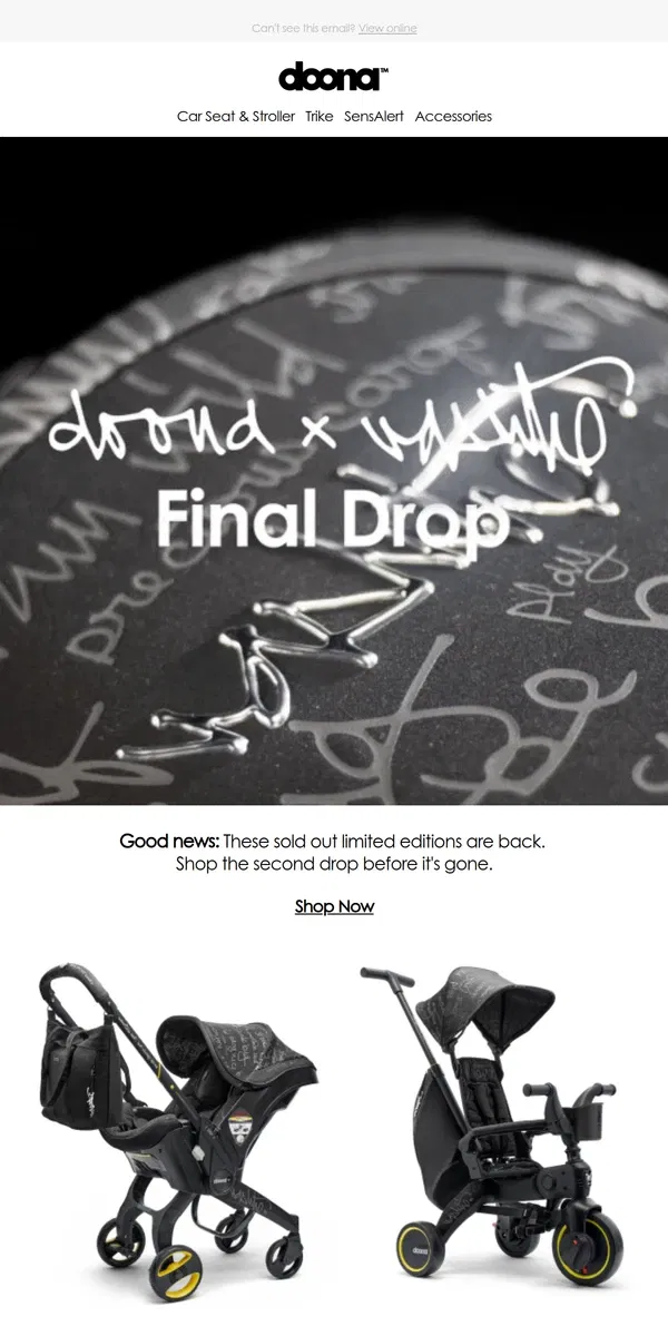 Email from Doona. 📦 Just in: Doona x Vashtie Limited Edition Final Drop 💫