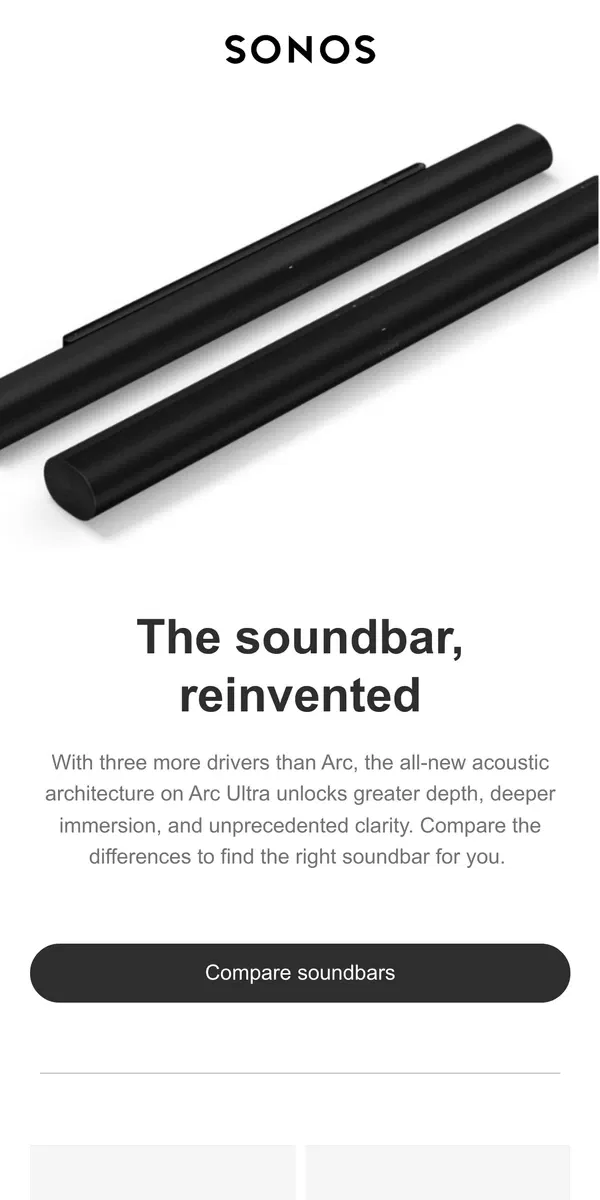 Email from Sonos. Arc vs. Arc Ultra