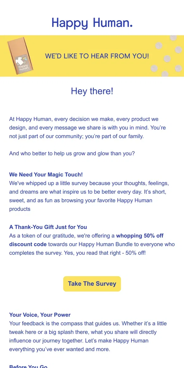 Email from Happy Home. Your Thoughts for 50% Off? Yes, Please! 🌟